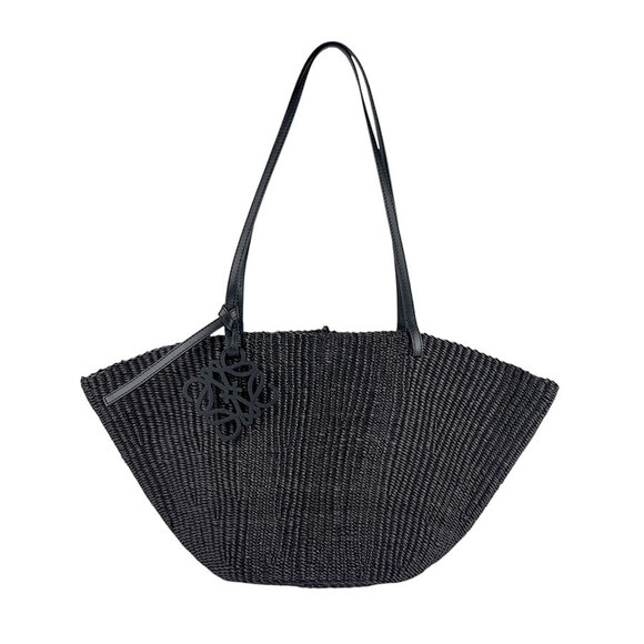Loewe Handbags - LOEWE Shell Basket Bag Leather Elephant Grass Black